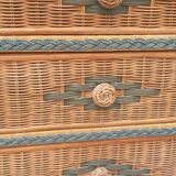 Chest of drawers 3 drawers in vintage rattan wicker