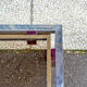 Coffee table in steel and brass, with decorations in colored plexiglas Italy 70s