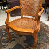 Louis XV style office armchair in solid blond beech