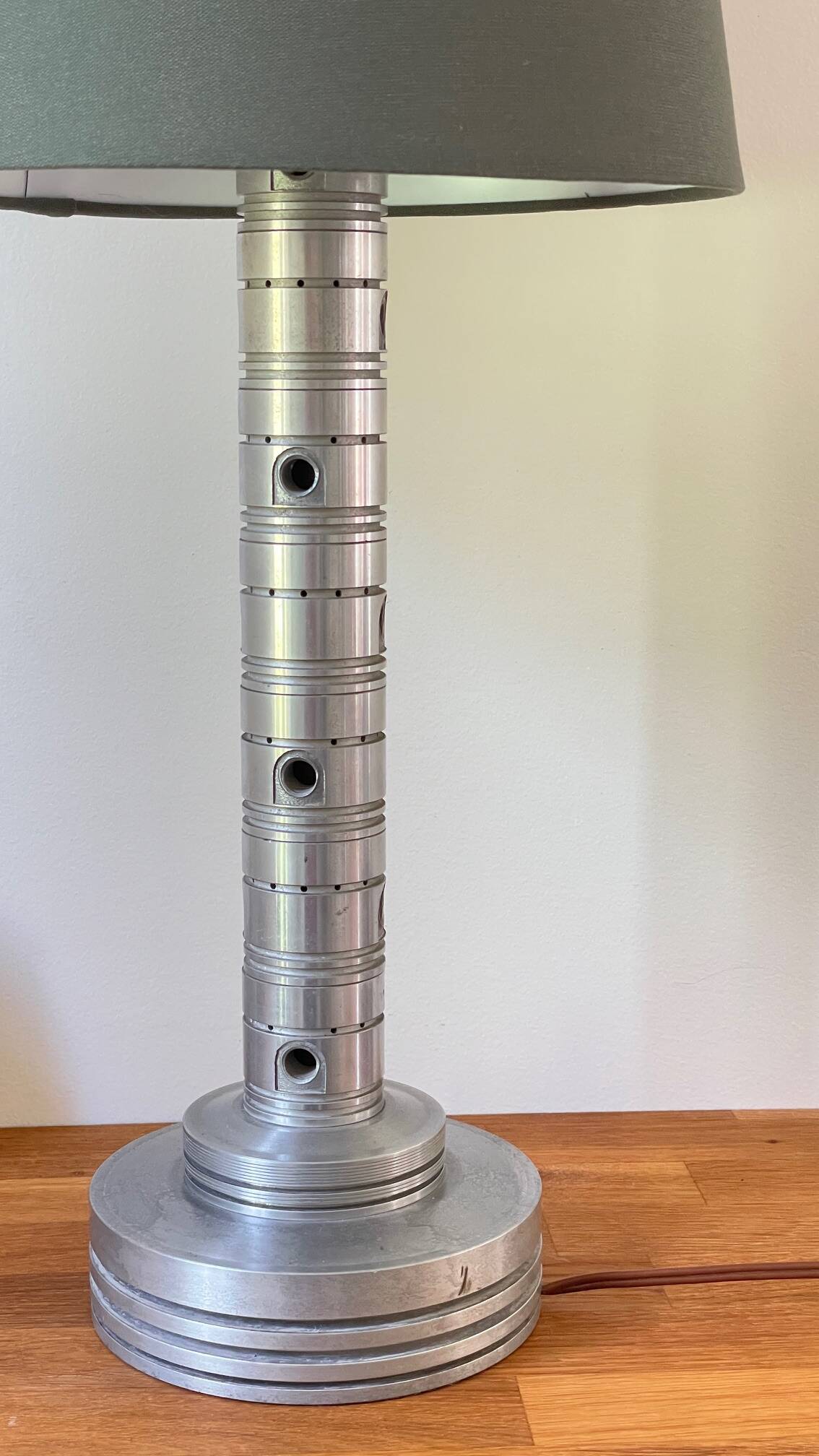 Industrial lamp polished metal and fabric kaki vintage