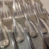 12 silver-plated cake forks, Christofle Vendome goldsmith