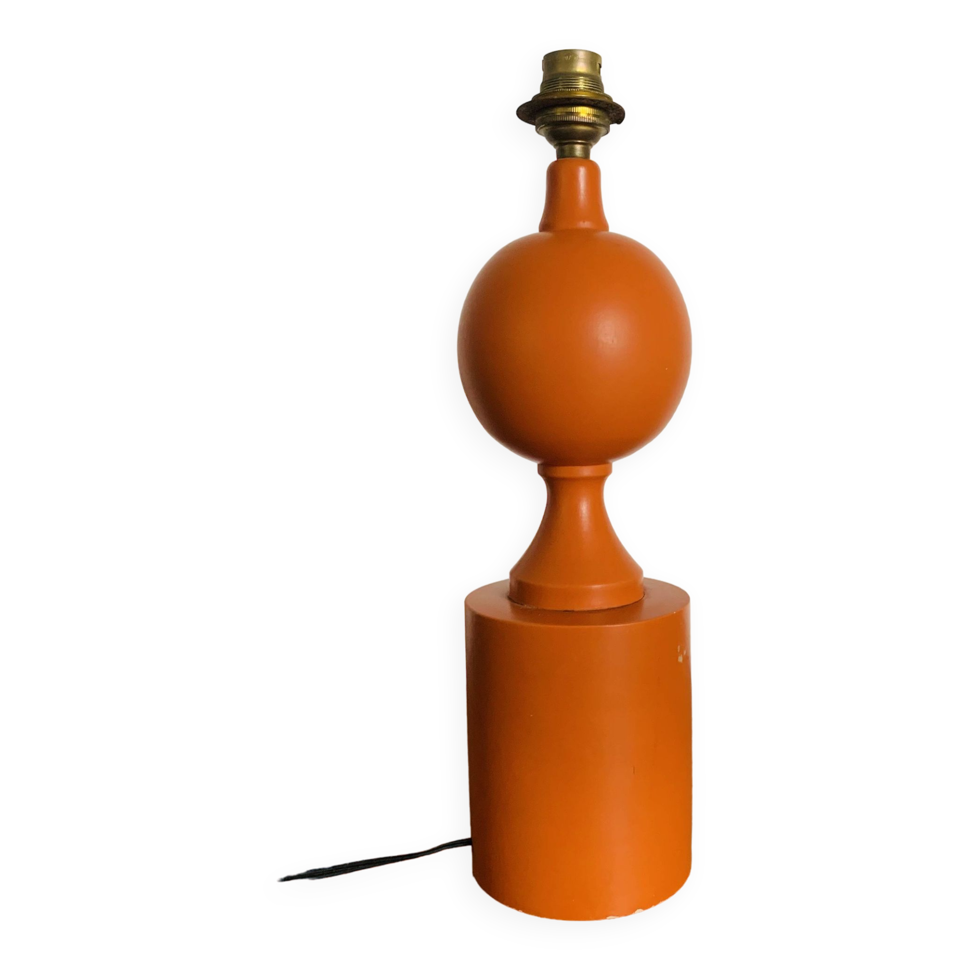 Orange turned wooden lamp base