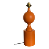 Orange turned wooden lamp base