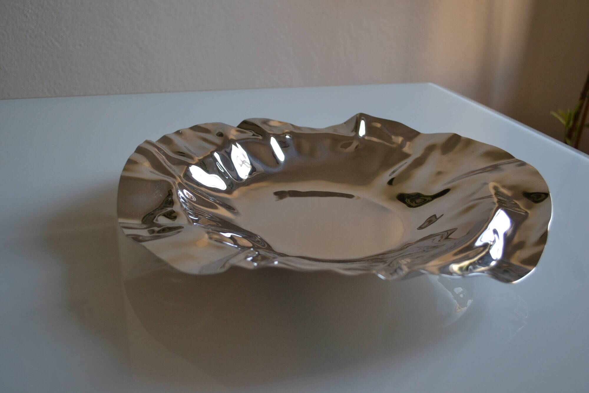 Large Alessi stainless steel bowl by Lluis Clotet 2001 Vintage Italy Diam. 38cm