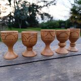 5 wooden egg cups from the 50s/60s.
