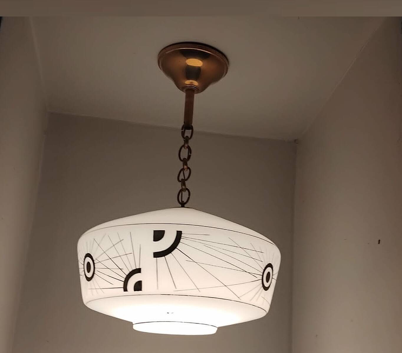 Suspension opaline décorée années 50/60