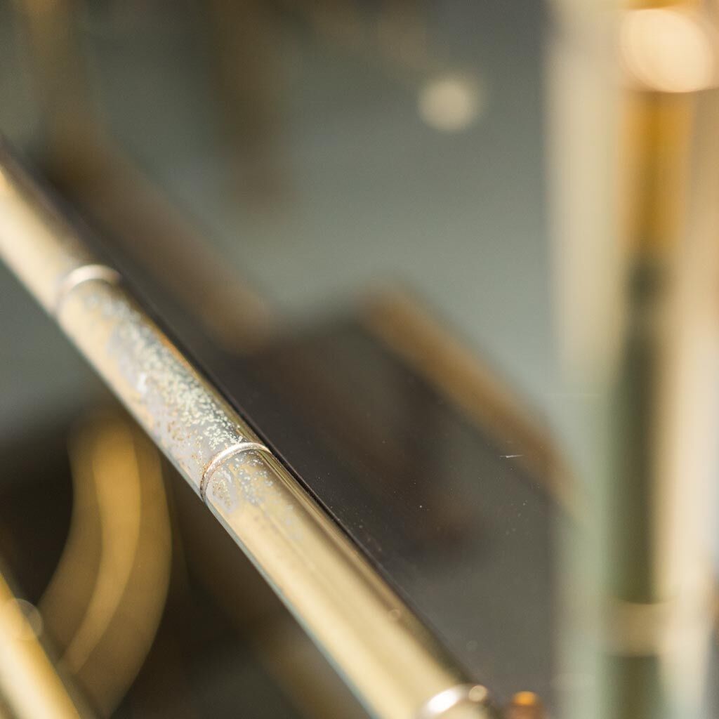 Showcase metal gilded smoked glass 70s vintage modern