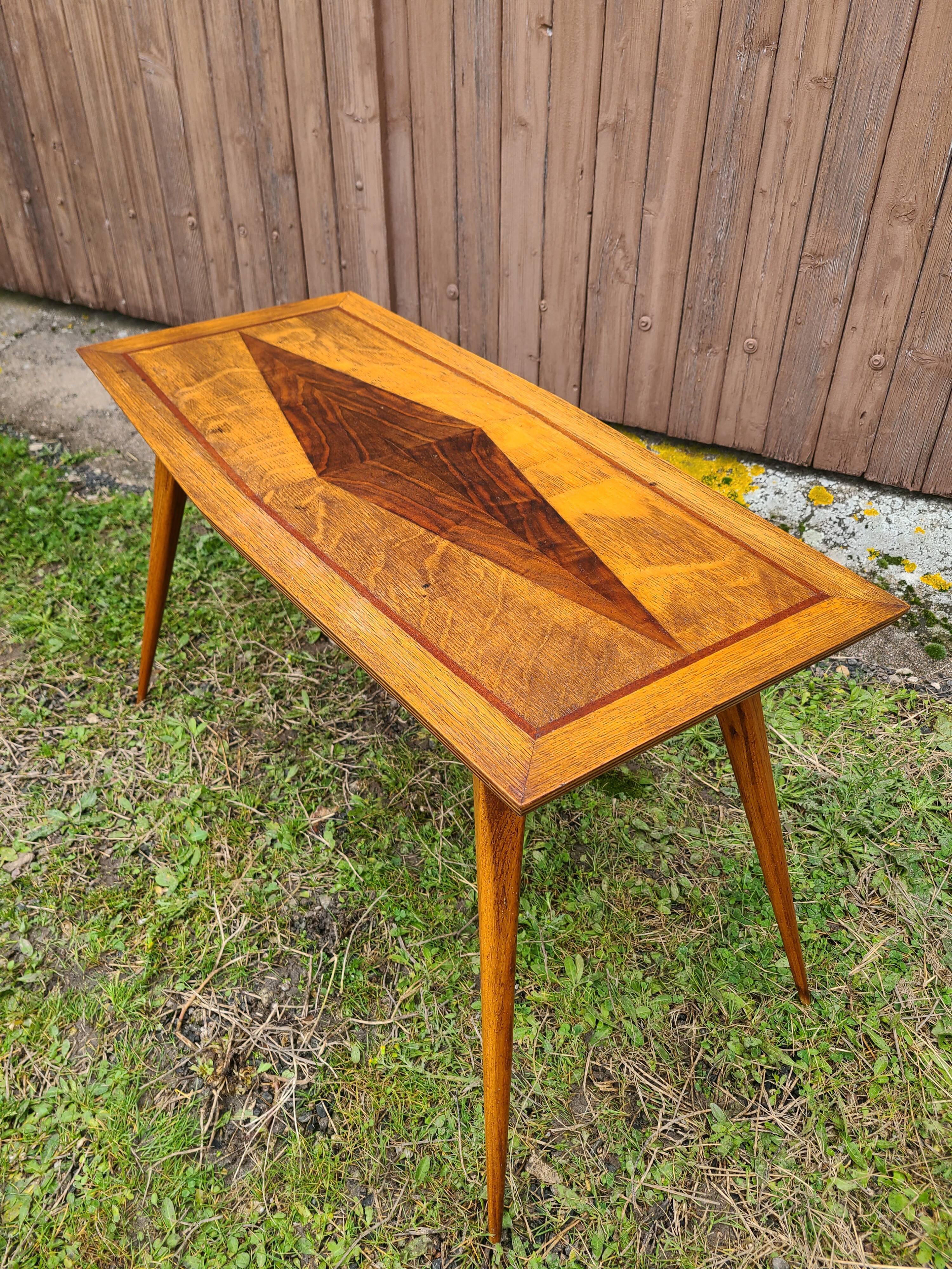 Coffee table 1950 cabinetmaker's marquetry.