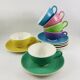 6 Vintage Cups and 6 Saucers Digoin Sarreguemines Basket Model