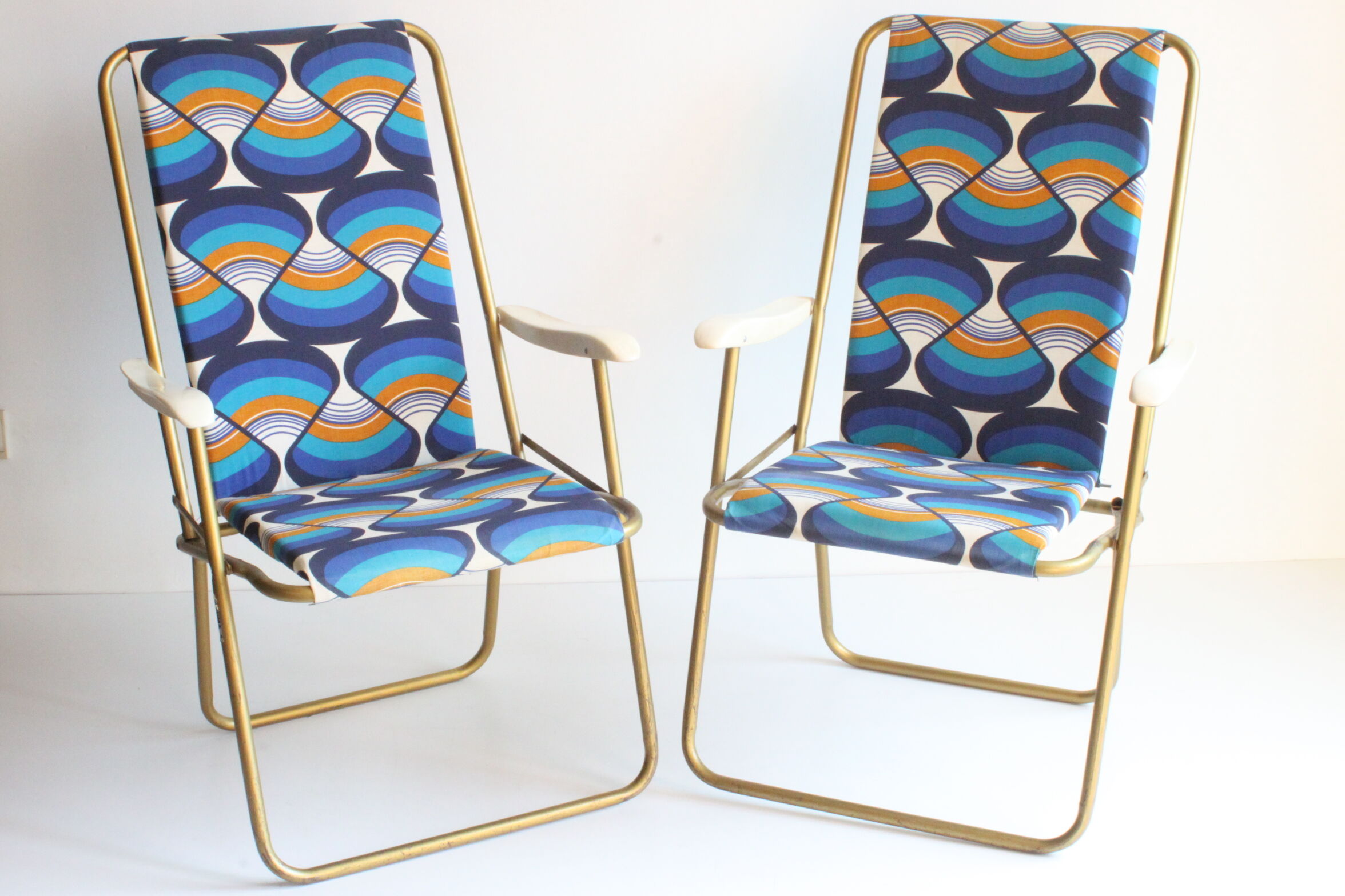 Lafuma space age folding garden chairs, 1964-74, set of two.