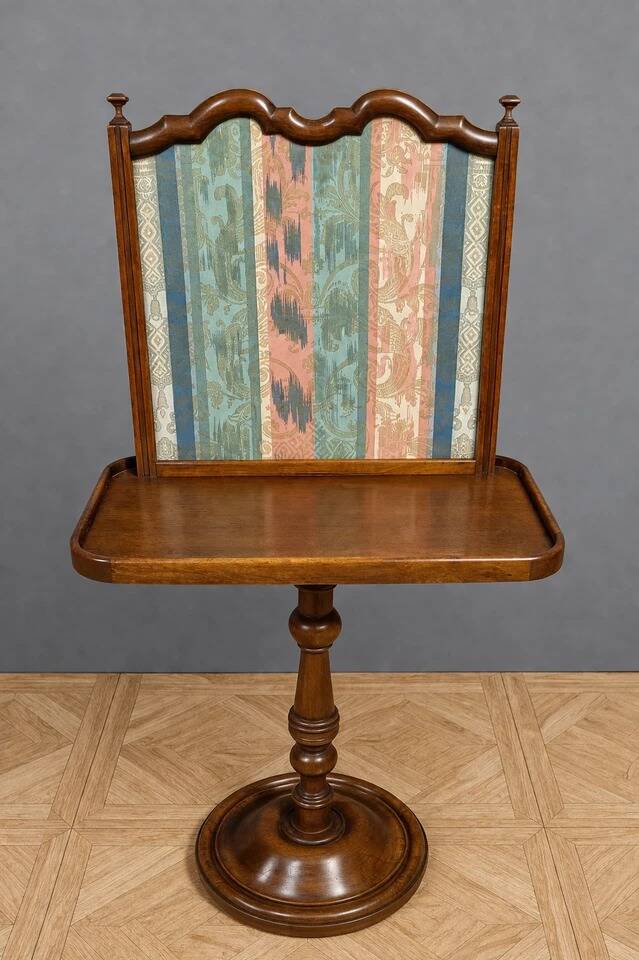 Reading table in walnut with fabric screen – Napoleonic III period
