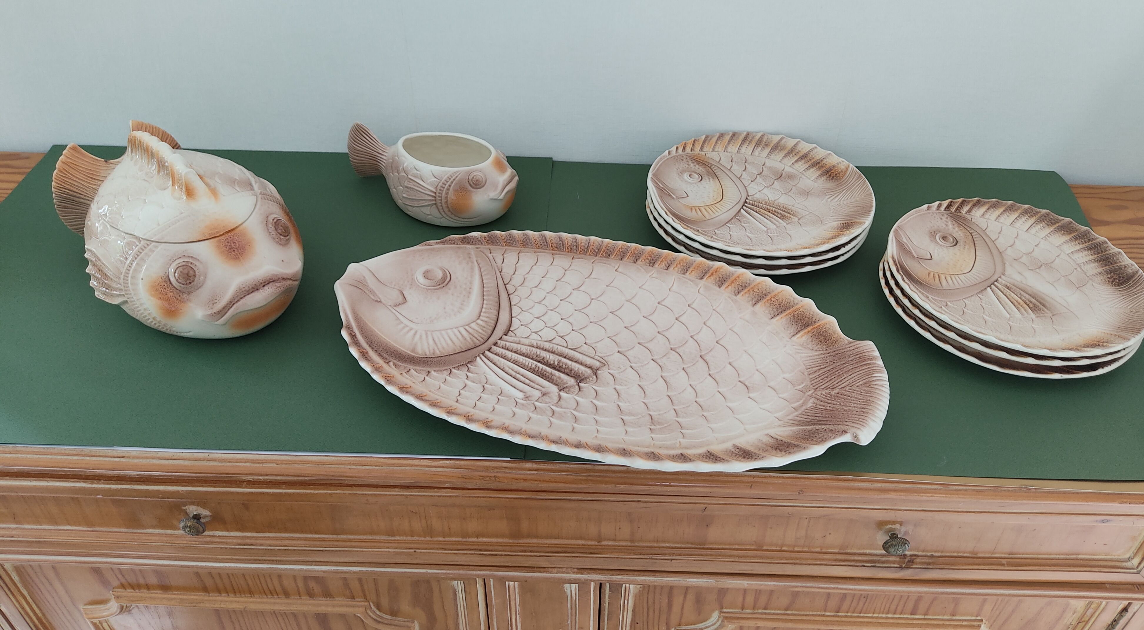 Bouillabaisse earthenware service from sarguemines vintage