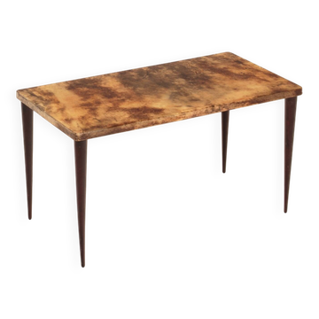 Table basse rectangulaire en parchemin par Aldo Tura 1950