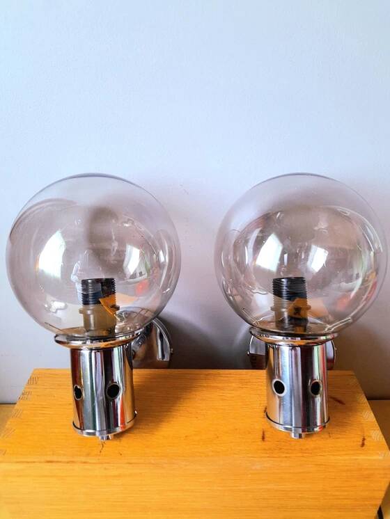 Pair of chrome wall lights 1970