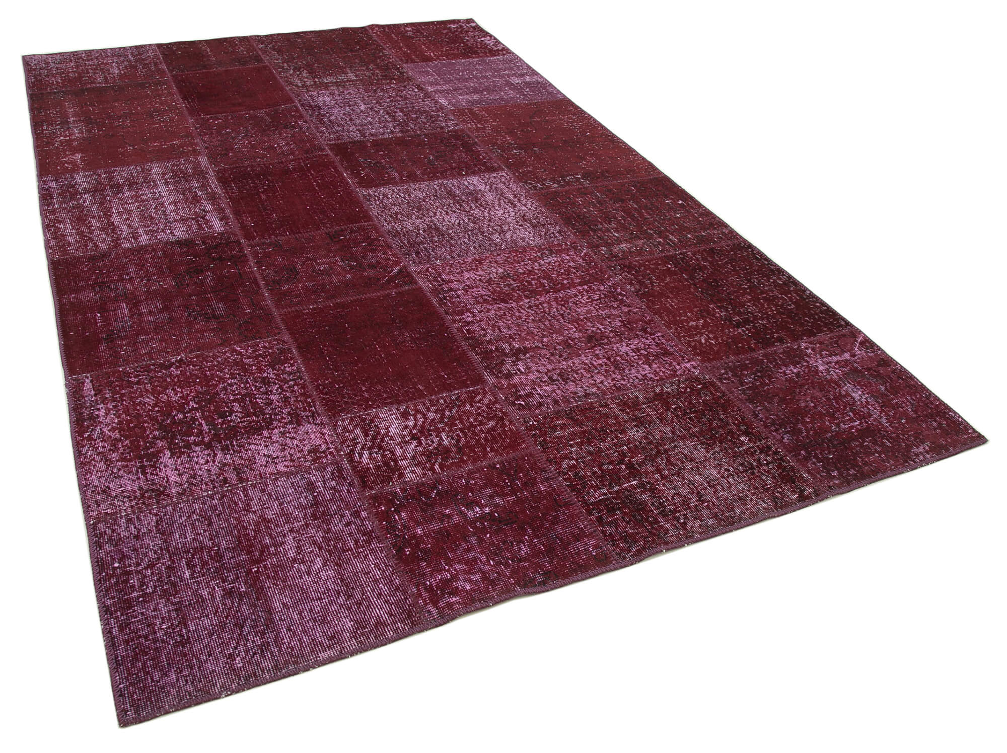 Tapis turc contemporain tissé à la main 199 cm x 300 cm tapis patchwork rouge