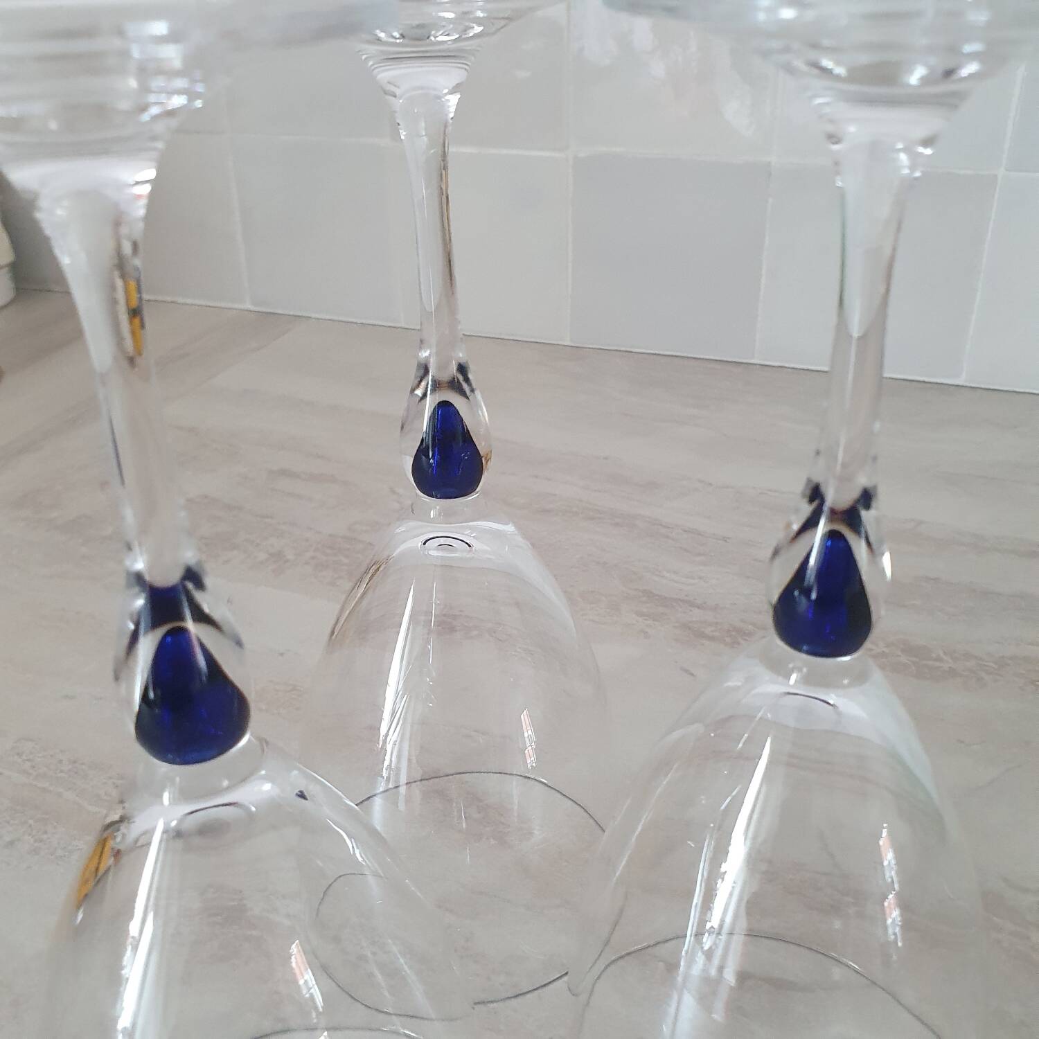 3 wine/water glasses Crystal d'Arques model Venice Sapphire blue