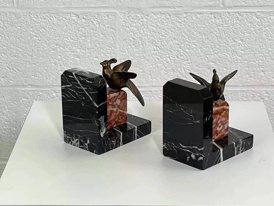 Vintage marble and brass bookend