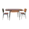Table and its 2 chairs in brown formica Supermatic