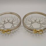 Set of 2 glass and metal bowls with knot decoration
