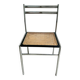 Chair in chrome metal, black wood and canework