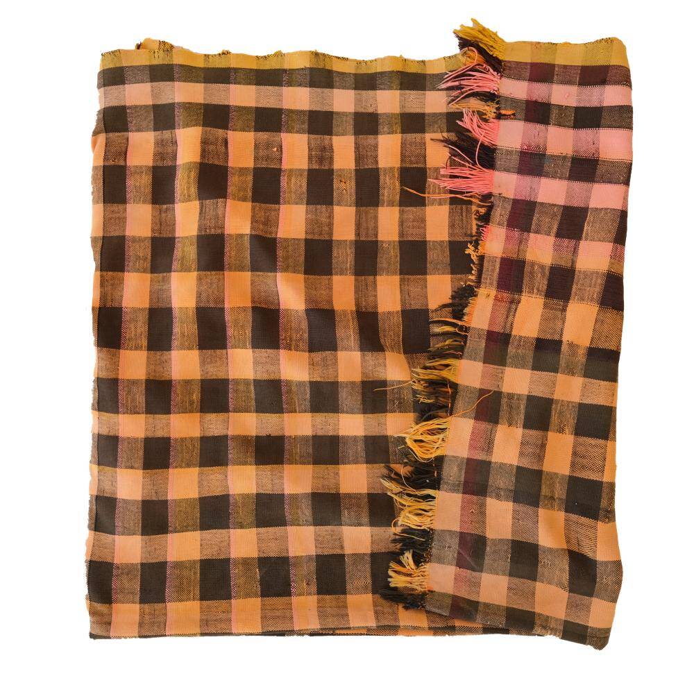 Vintage Haik checkered blanket from Morocco - 174 x 257 cm