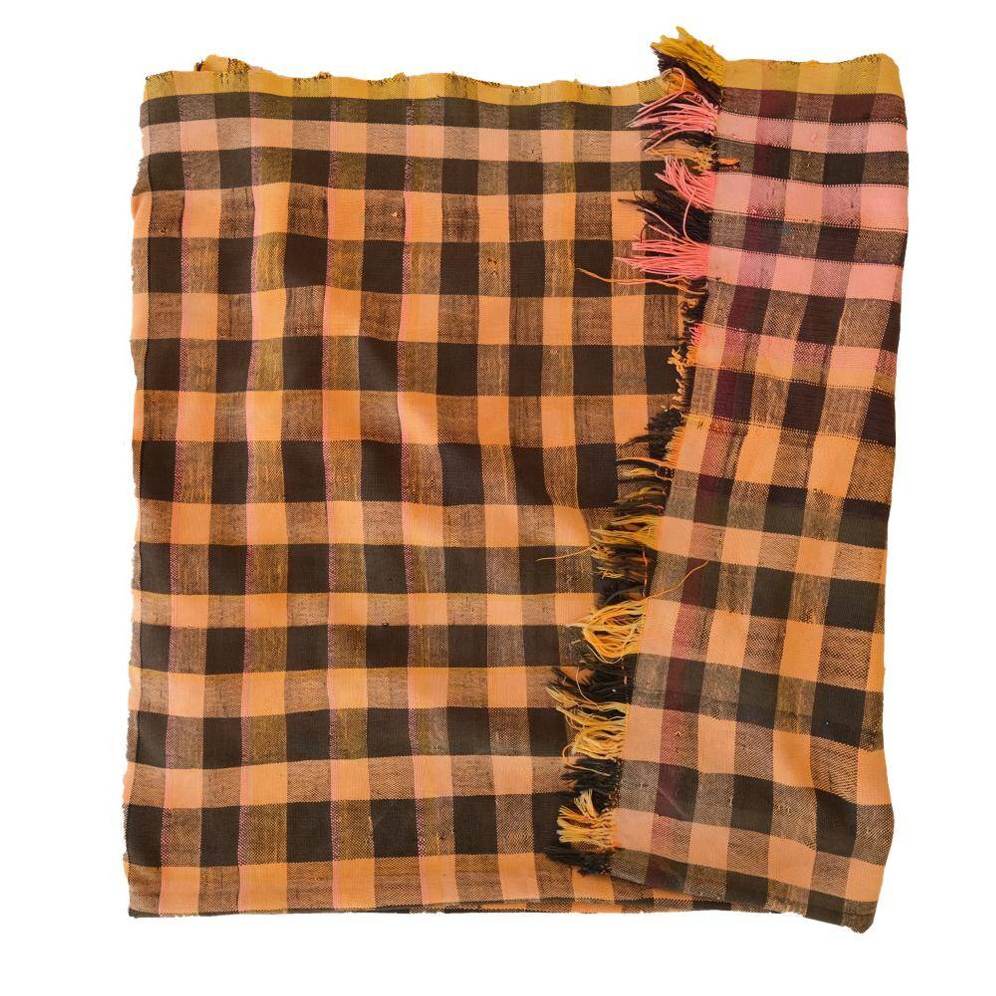 couverture vintage Haik à carreaux du maroc - 174 x 257 cm