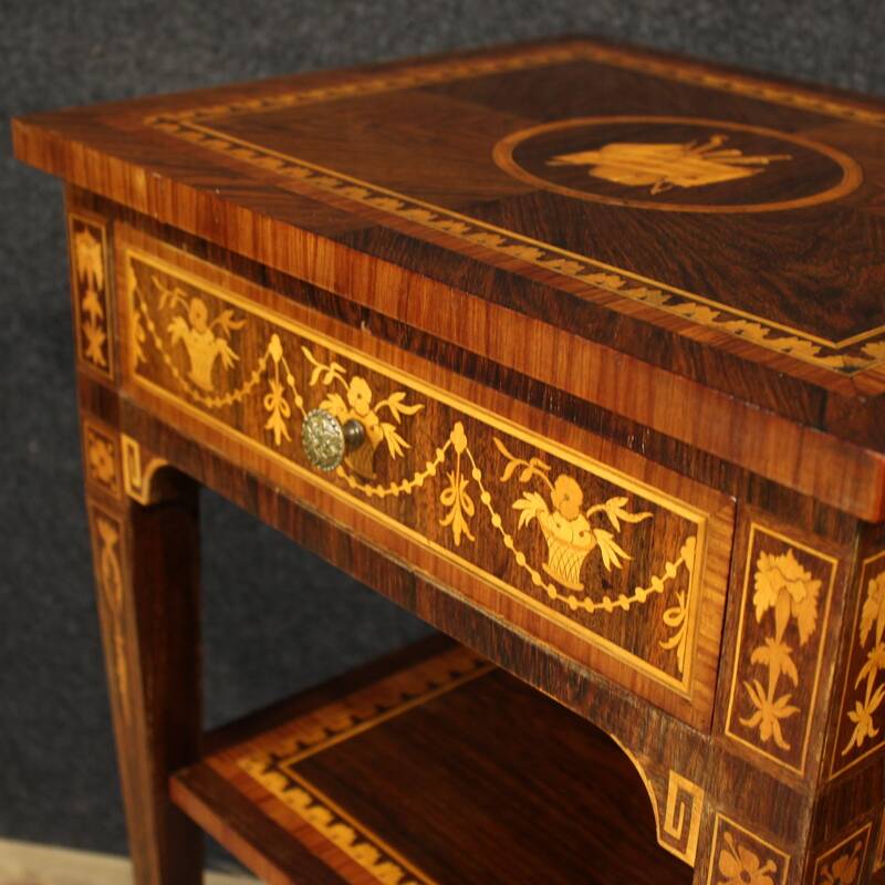 Pair of Louis XVI style inlaid bedside tables from the 20th century
