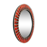 Grand miroir rond céramique vintage années 70