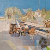 Abstract painting by Maurizio Bini (1940), signed and dated 1972