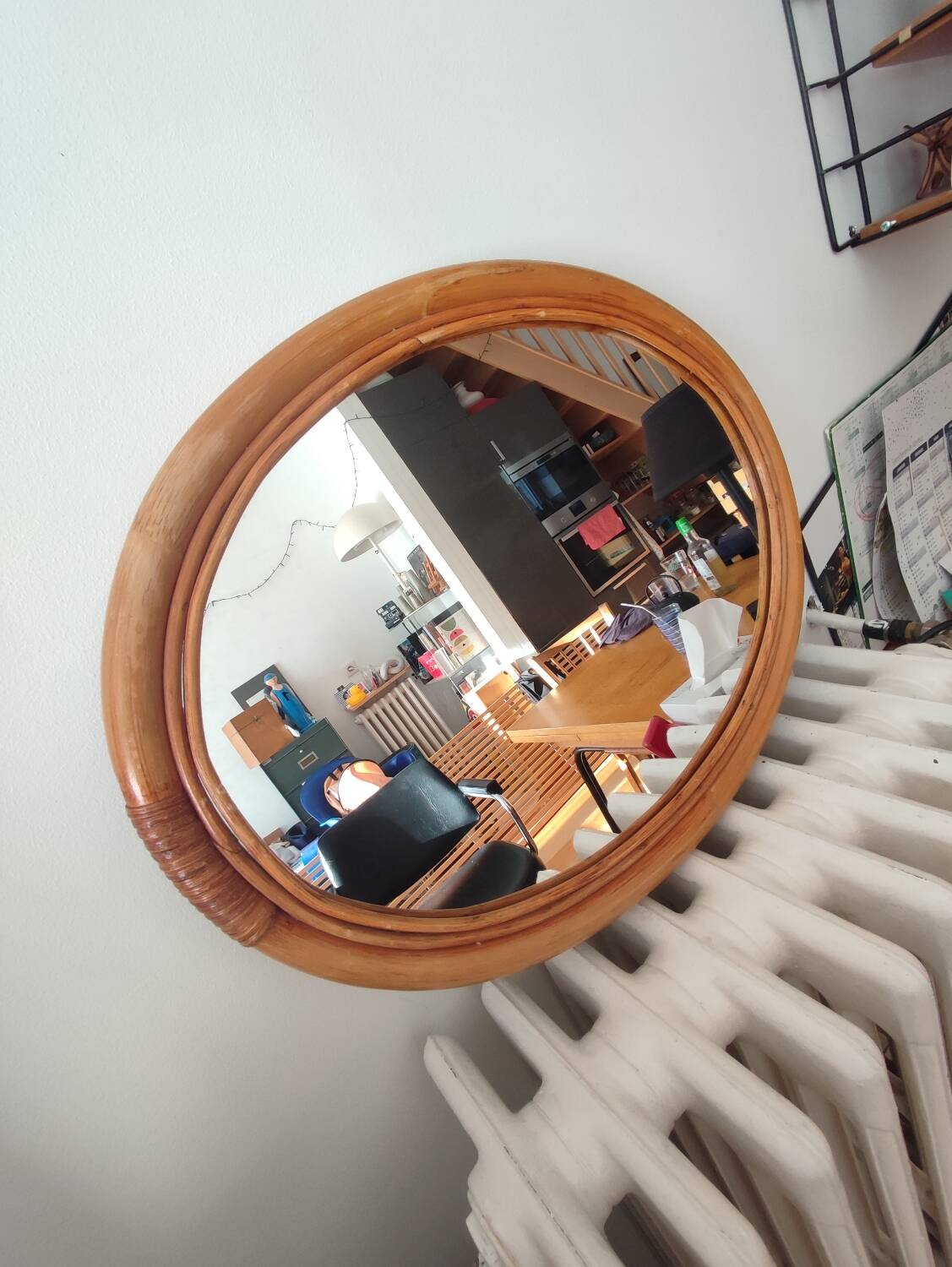 Vintage bamboo and rattan mirror