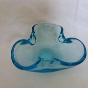 Murano turquoise blue glass trilobed empty pocket ashtray