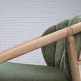 Années 1970, paire de fauteuils lounge scandinaves, mobilier en velours et rotin