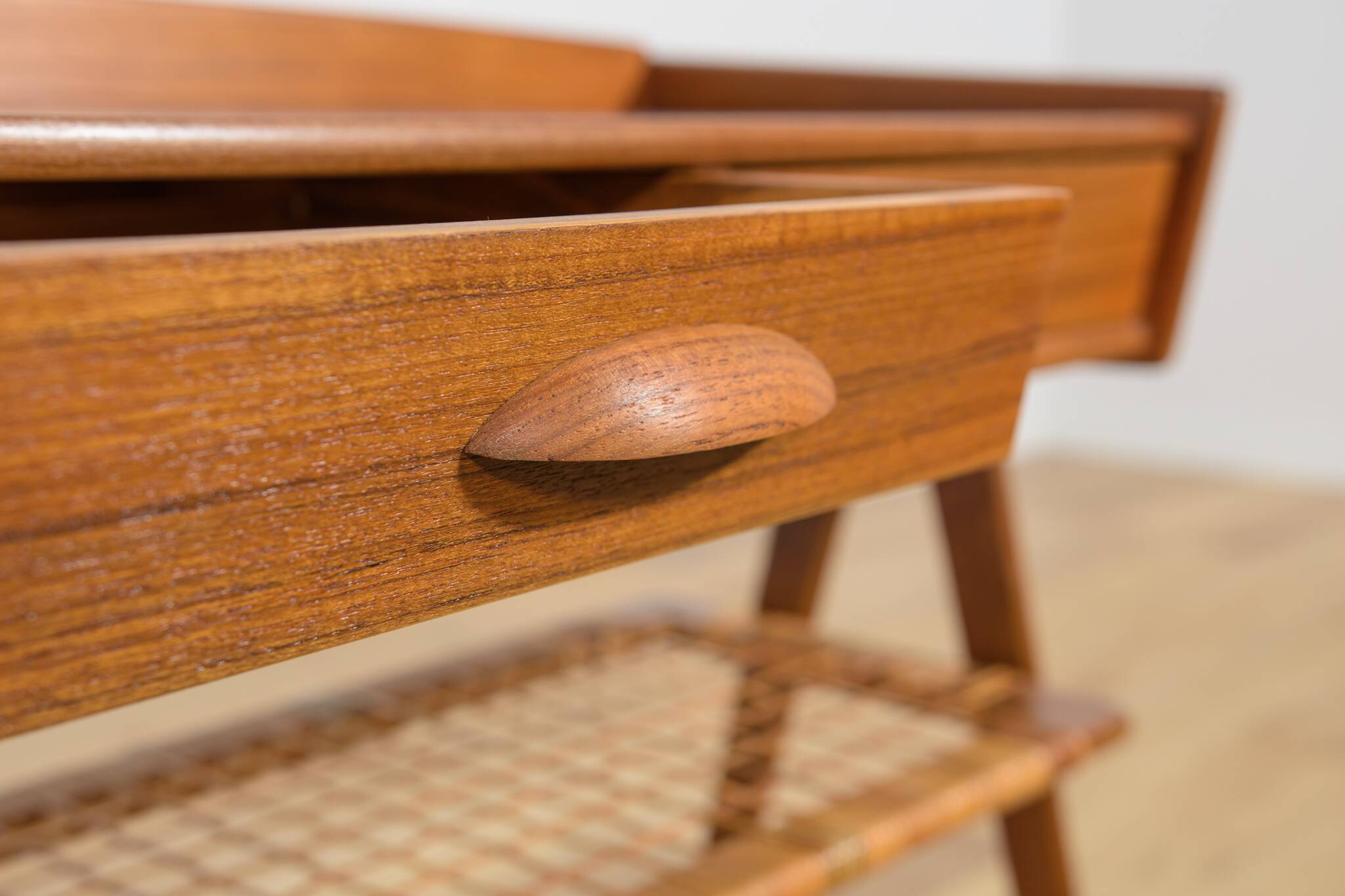 Mid-Century Teak and Rattan Console Table by Søren Rasmussen, Denmark, 1960