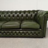 Chesterfield leather green sofa three seats