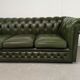 Chesterfield leather green sofa three seats