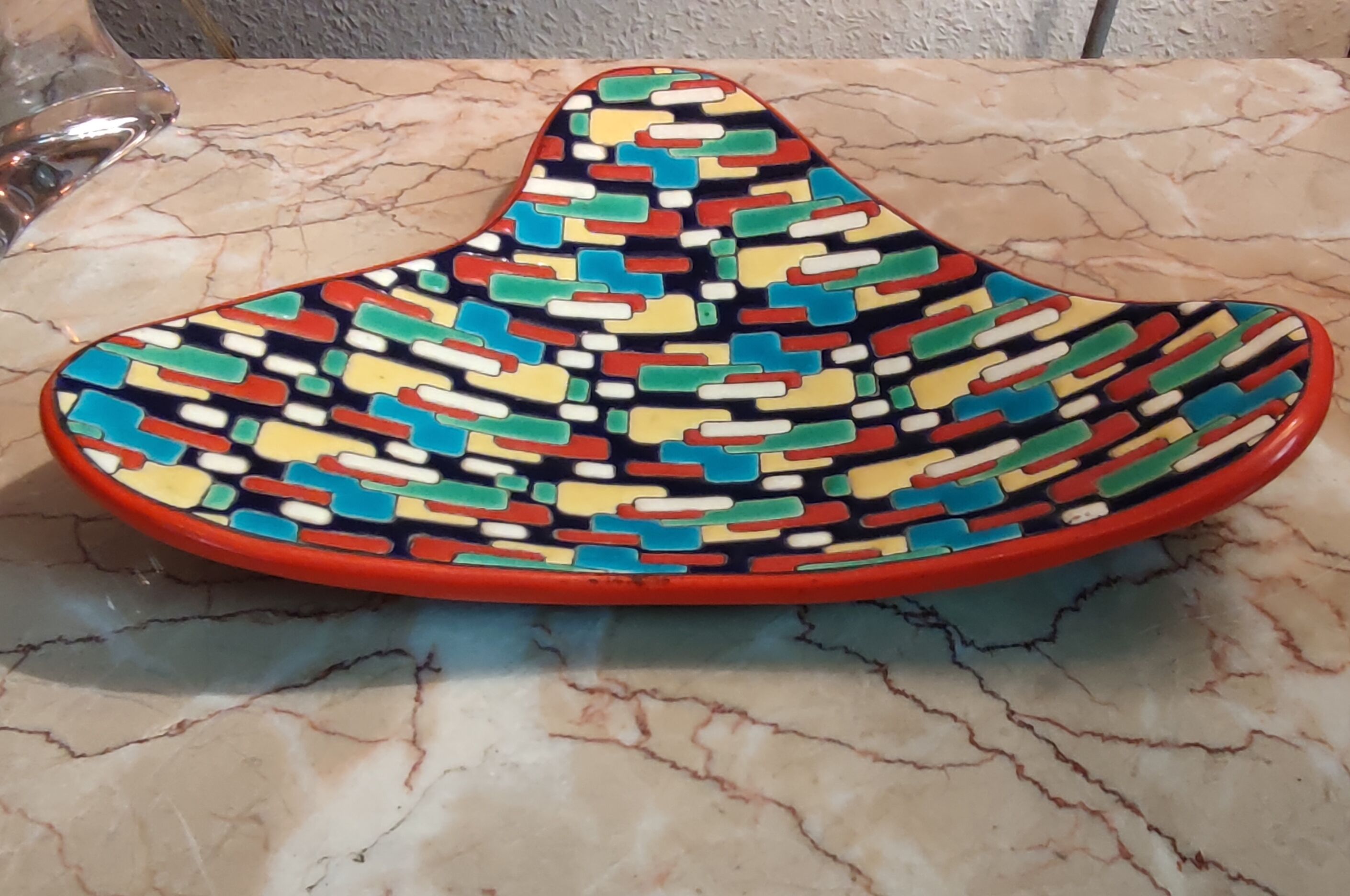 Old empty pocket Longwy mosaic model decoration by Maurice-Paul Chevallier