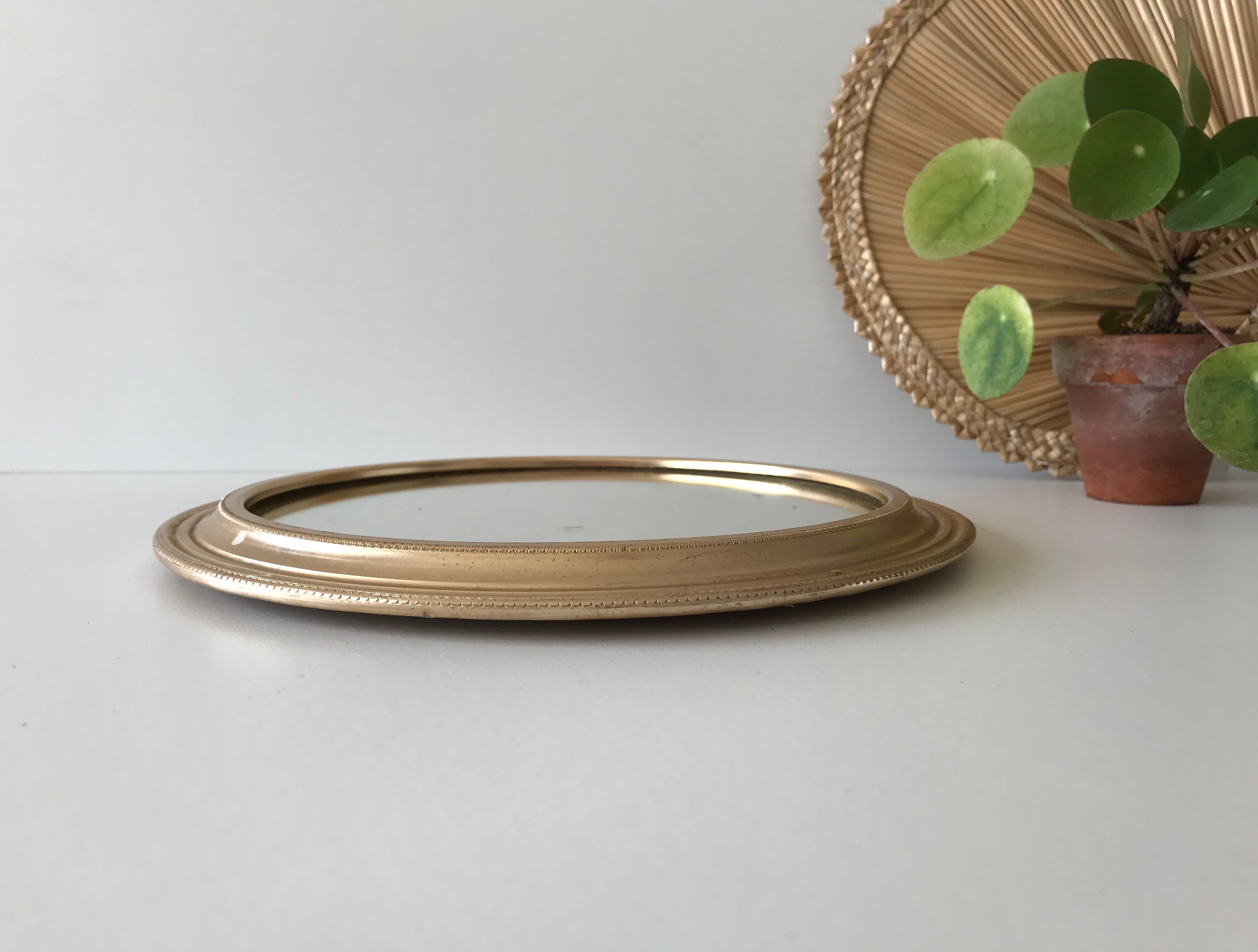 Miroir rond doré 24cm