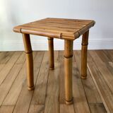 Vintage rattan and bamboo stool 50s-60s