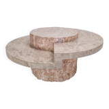 Round Mactan or Fossil Stone Coffee Table by Magnussen Ponte, 1980s