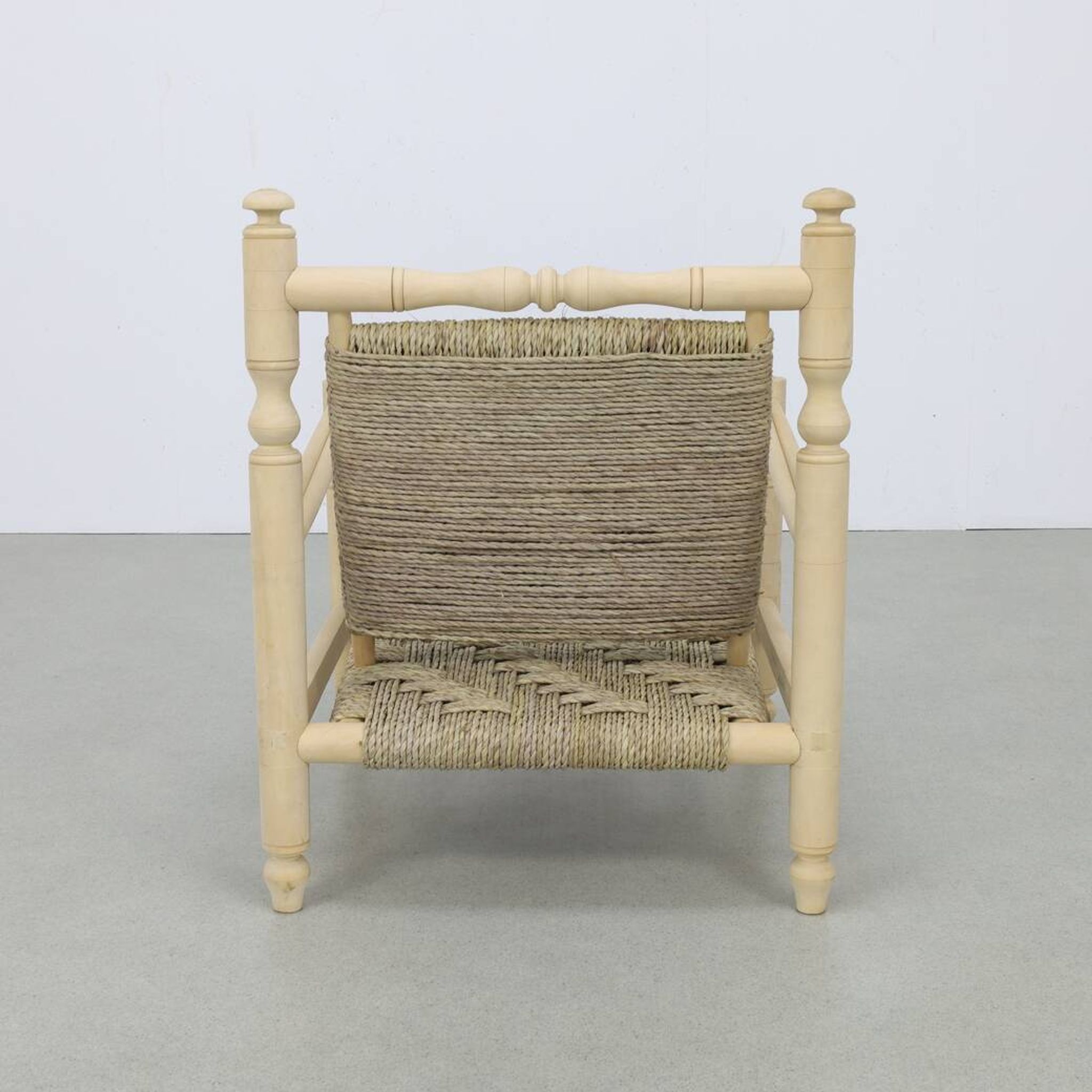 Chaise basse vintage en corde de teck naturel, années 1970