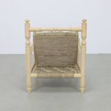Vintage Low Rope Chair in Natural Teak, 1970s
