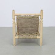 Chaise basse vintage en corde de teck naturel, années 1970