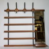 Teak vintage wall coat rack, 1960s