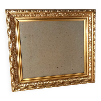 Old frame 55x48 foliage 42x36 cm wood gilded stucco gold leaf + glass 3SB