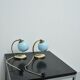 Set of 2x Bedside lamps with blue glass and bronze feet, 1930s