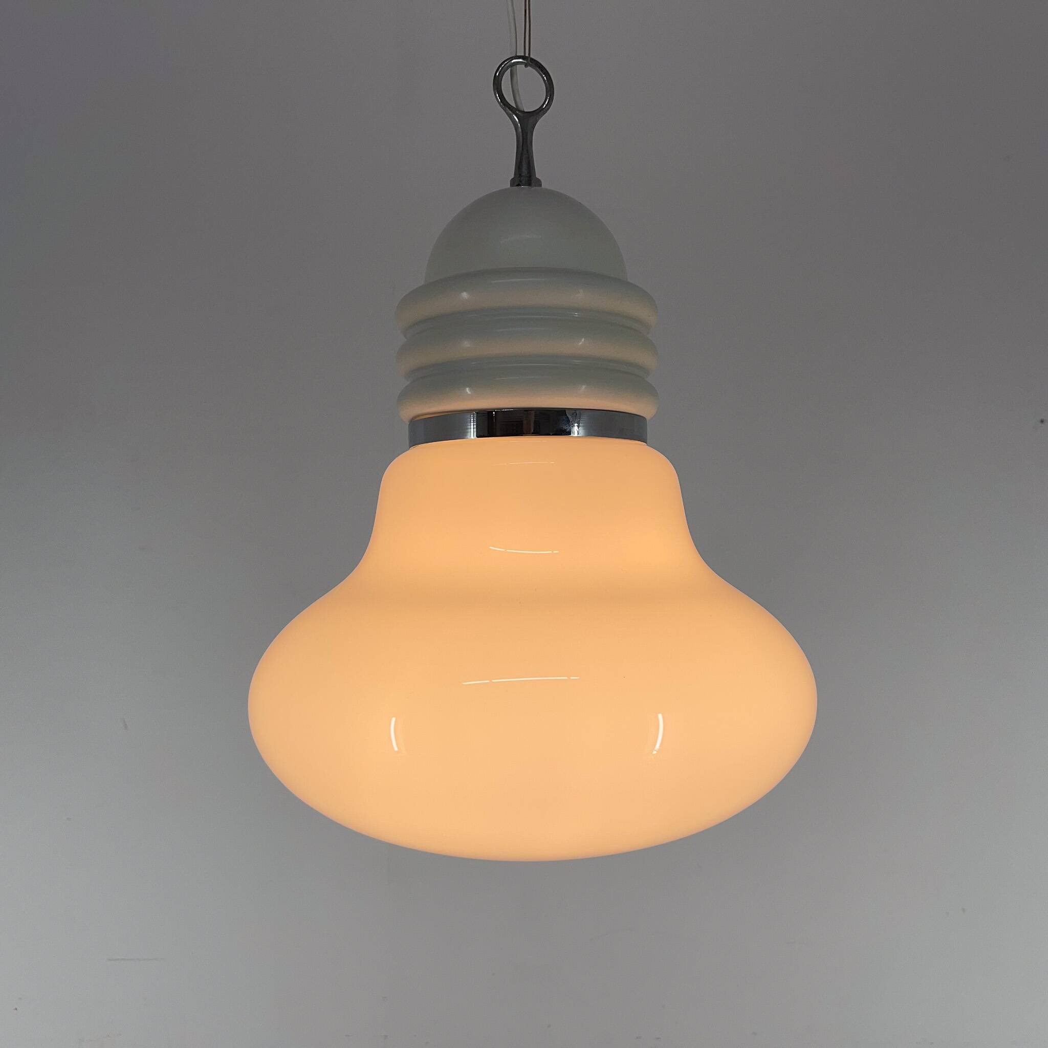 1960s Metal & Milk Glass Pendant Light, Italy