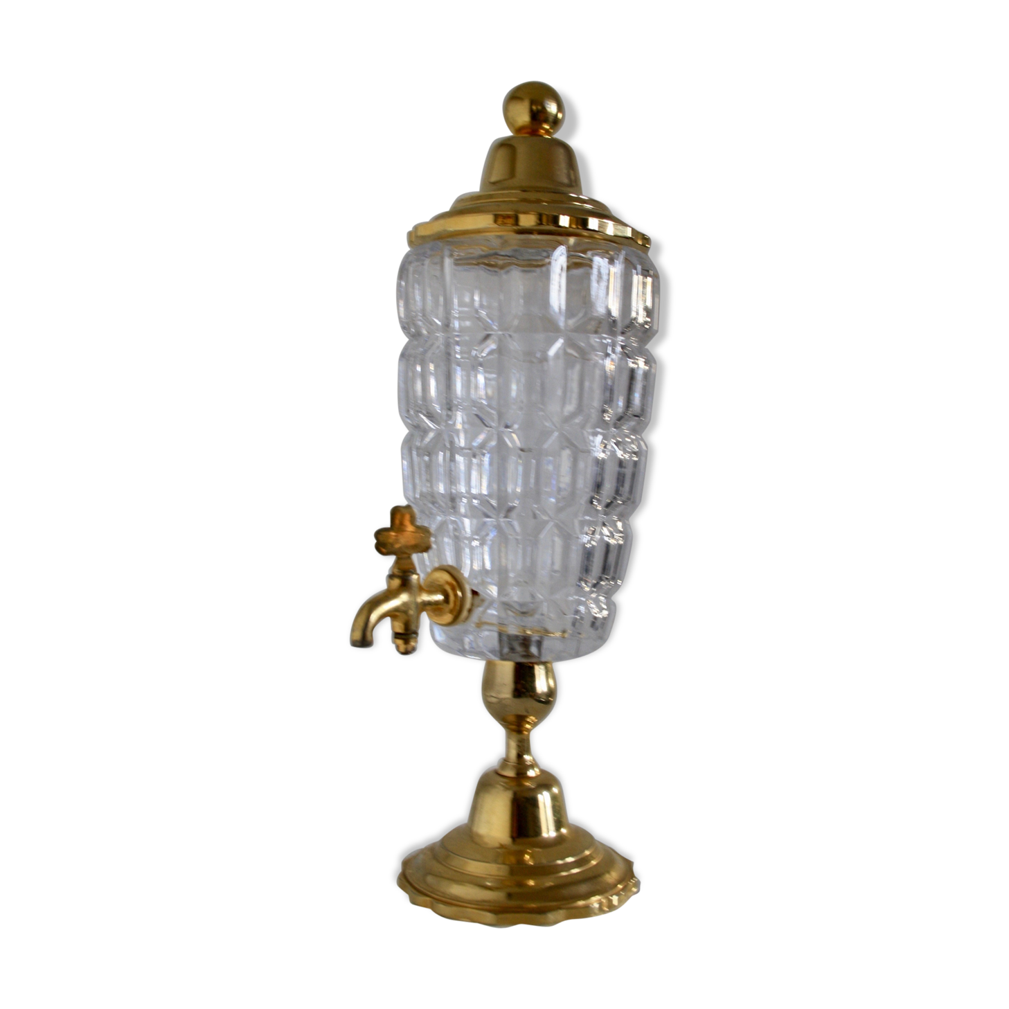 Jug/fountain in Crystal and gold metal