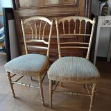 2 gilded Napoleon III bedroom chairs, 1900s