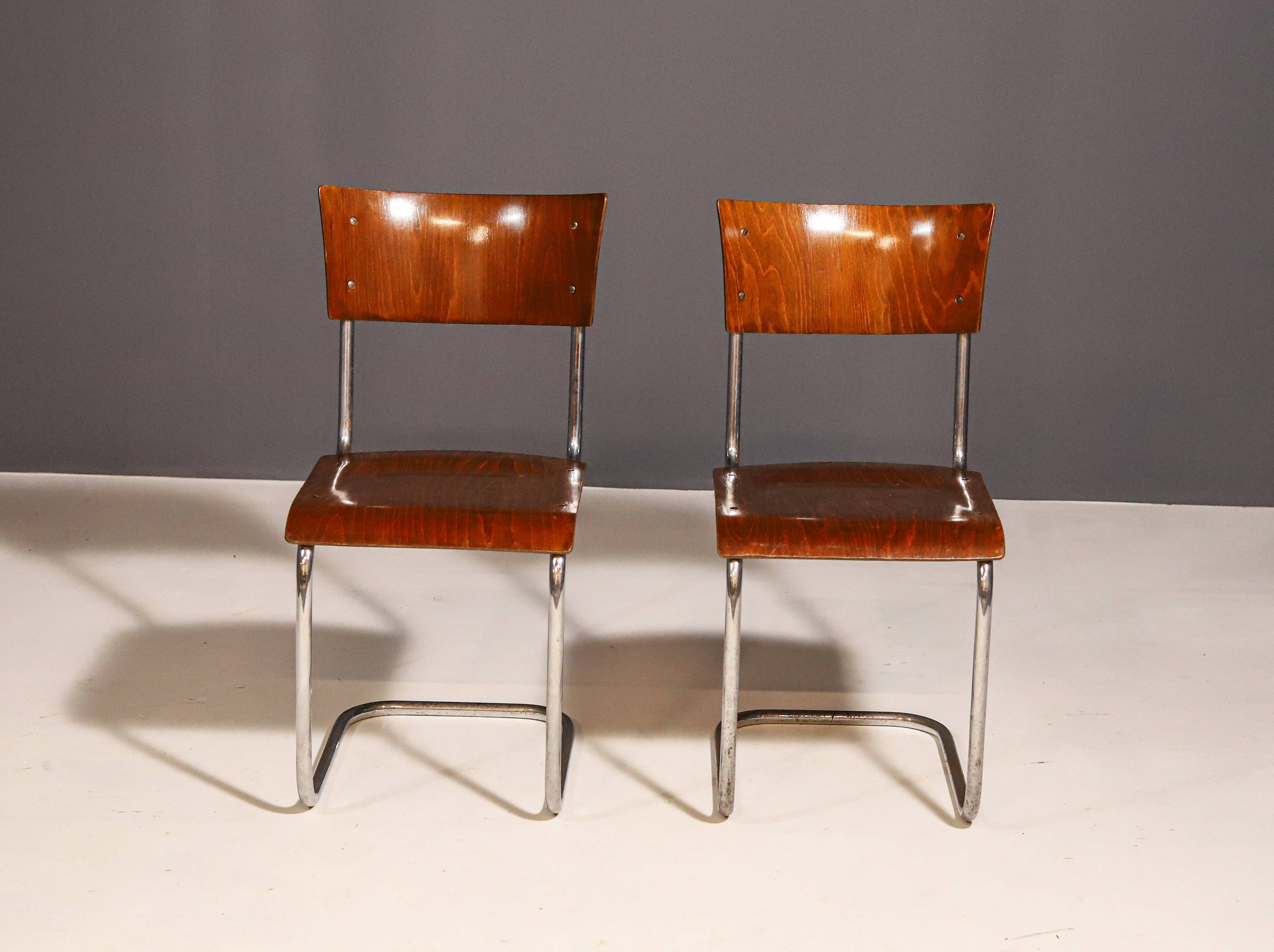 Pair of Bauhaus chair S43 by Mart Stam by Kovona, 1950´s