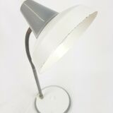 Large steerable desk lamp in white laquered metal 70s